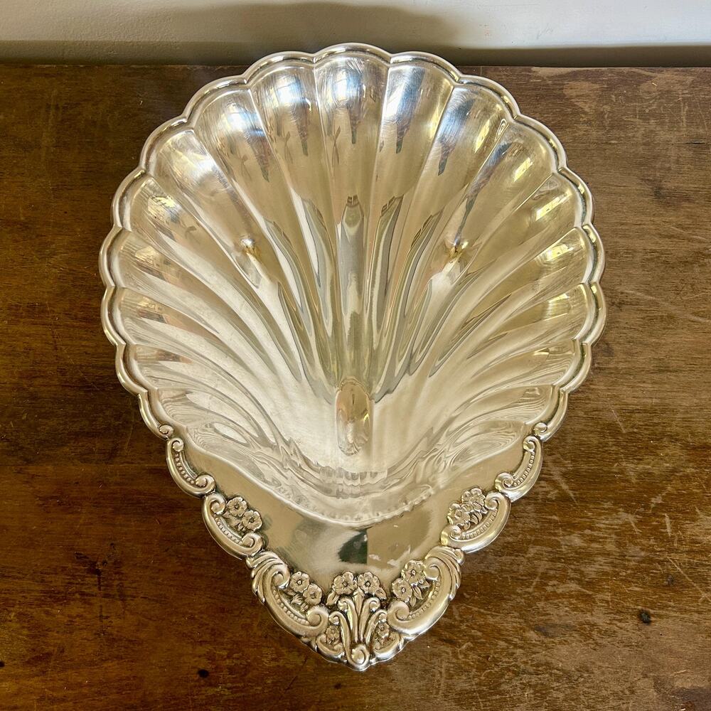 Vintage Silver Plated Shell Style Serving Bowl | Seashell Decor
